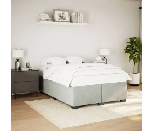 Gulta Bez Matrača, Gaiši Pelēks, 160X200 Cm, Samts Vidaxl