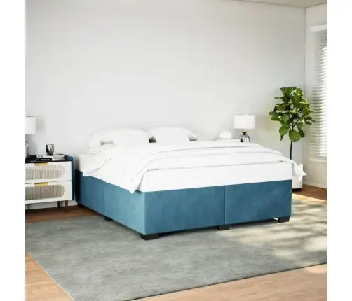 Gultas Rāmis, Zils, 200X200 Cm, Samts Vidaxl