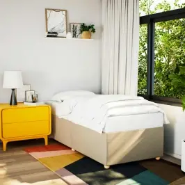 Gultas Rāmis Bez Matrača, Krēma, 90X200Cm Audums Vidaxl