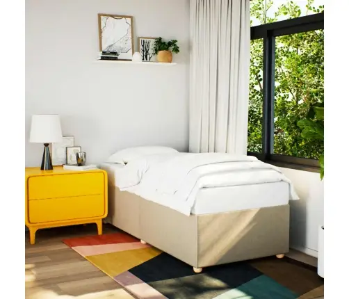 Gultas Rāmis Bez Matrača, Krēma, 90X200Cm Audums Vidaxl