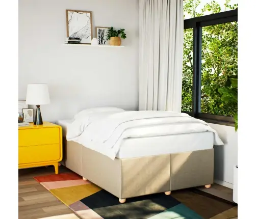 Gultas Rāmis Bez Matrača, Krēmkrāsas, 120X200 Cm, Audums Vidaxl