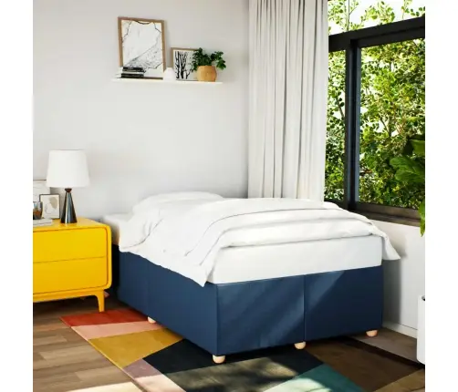 Gultas Rāmis Bez Matrača, Zils, 120X200 Cm, Audums Vidaxl