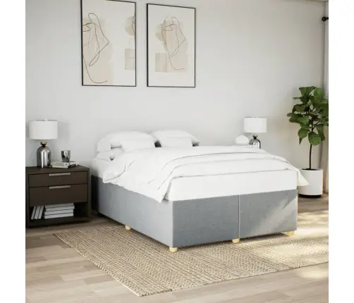 Gulta Bez Matrača, Gaiši Pelēks, 140X190 Cm, Audums Vidaxl