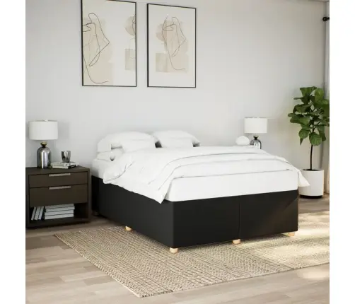 Gulta Bez Matrača, Melns, 140X190 Cm, Audums Vidaxl