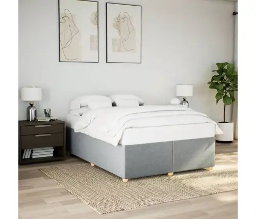 Gulta Bez Matrača, Gaiši Pelēks, 140X200 Cm, Audums Vidaxl