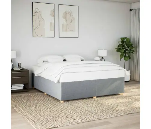 Gulta Bez Matrača, Gaiši Pelēks, 200X200 Cm, Audums Vidaxl