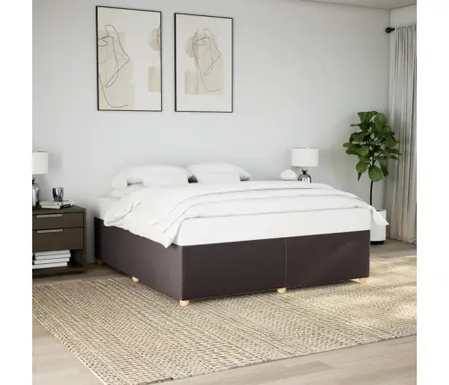 Gulta Bez Matrača, Tumši Brūns, 200X200 Cm, Audums Vidaxl