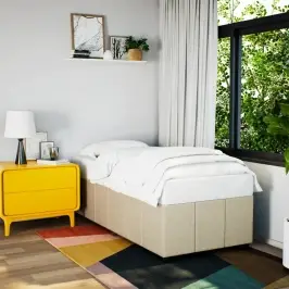 Gultas Rāmis Bez Matrača, Krēma, 90X190Cm Audums Vidaxl