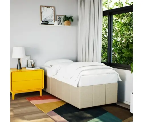 Gultas Rāmis Bez Matrača, Krēma, 90X190Cm Audums Vidaxl