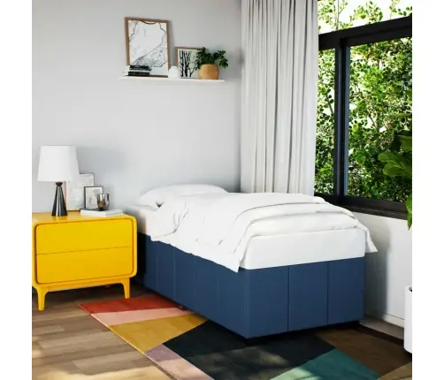 Gultas Rāmis Bez Matrača, Zils, 90X200Cm Audums Vidaxl