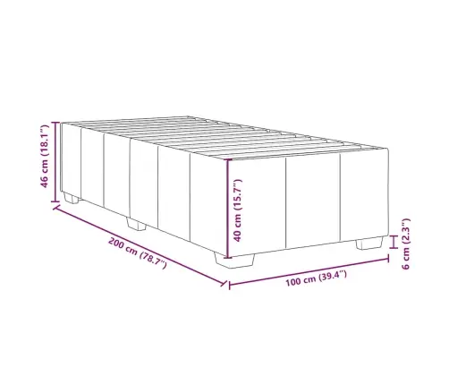 Gultas Rāmis Bez Matrača, Krēmkrāsas, 100X200 Cm, Audums Vidaxl