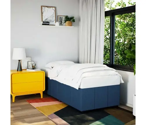 Gultas Rāmis Bez Matrača, Zils, 100X200Cm Audums Vidaxl