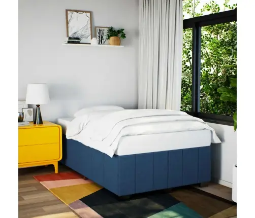 Gultas Rāmis Bez Matrača Zils 120X190 Cm Audums Vidaxl