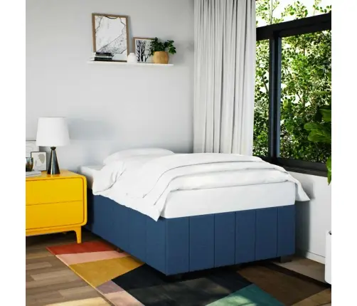 Gultas Rāmis Bez Matrača, Zils, 120X200 Cm, Audums Vidaxl