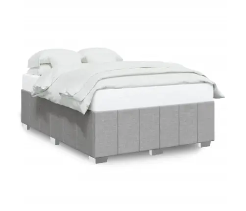 Gulta Bez Matrača, Gaiši Pelēks, 160X200 Cm, Audums Vidaxl