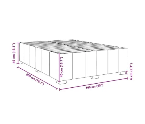 Gulta Bez Matrača, Zils, 160X200 Cm, Audums Vidaxl
