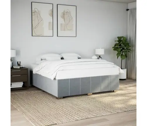 Gulta Bez Matrača, Gaiši Pelēks, 200X200 Cm, Audums Vidaxl