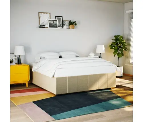 Gulta Bez Matrača, Krēmkrāsas, 200X200 Cm, Audums Vidaxl