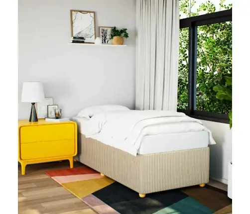 Gultas Rāmis Bez Matrača, Krēma, 90X200Cm Audums Vidaxl