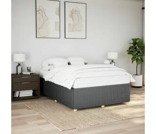 Gulta Bez Matrača, Tumši Pelēks, 140X190 Cm, Audums Vidaxl