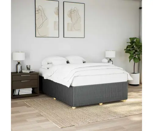 Gulta Bez Matrača, Tumši Pelēks, 140X200 Cm, Audums Vidaxl