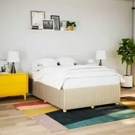 Gulta Bez Matrača, Krēmkrāsas, 140X200 Cm, Audums Vidaxl