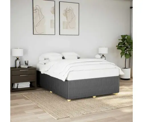 Gulta Bez Matrača, Tumši Pelēks, 160X200 Cm, Audums Vidaxl