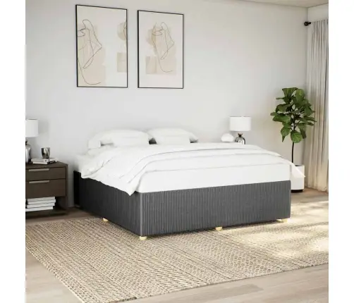 Gulta Bez Matrača, Tumši Pelēks, 180X200 Cm, Audums Vidaxl