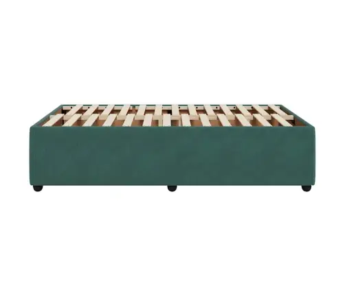 Gultas Rāmis Bez Matrača Tumši Zaļš 120X190 Cm Samts Vidaxl