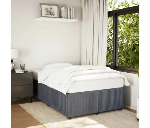 Gulta Bez Matrača, Tumši Pelēks, 120X200 Cm, Samts Vidaxl