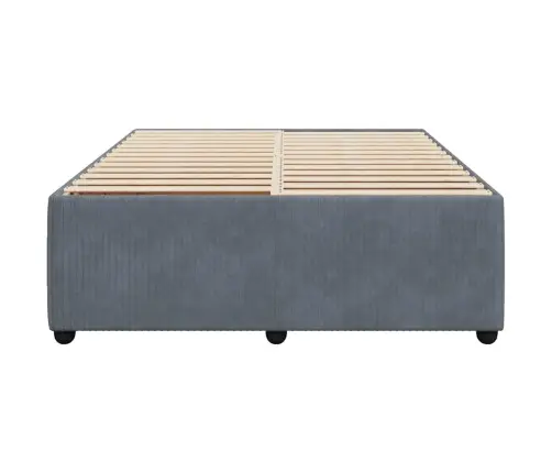 Gulta Bez Matrača, Tumši Pelēks, 140X190 Cm, Samts Vidaxl