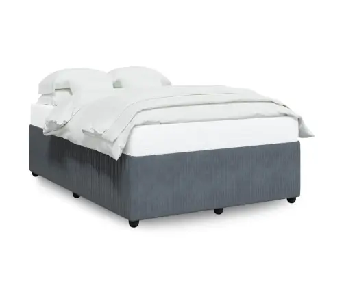 Gulta Bez Matrača, Tumši Pelēks, 140X200 Cm, Samts Vidaxl