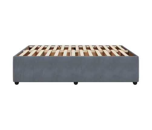 Gulta Bez Matrača, Tumši Pelēks, 140X200 Cm, Samts Vidaxl