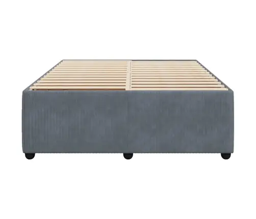 Gulta Bez Matrača, Tumši Pelēks, 160X200 Cm, Samts Vidaxl