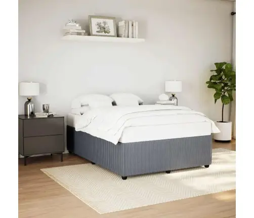 Gulta Bez Matrača, Tumši Pelēks, 160X200 Cm, Samts Vidaxl