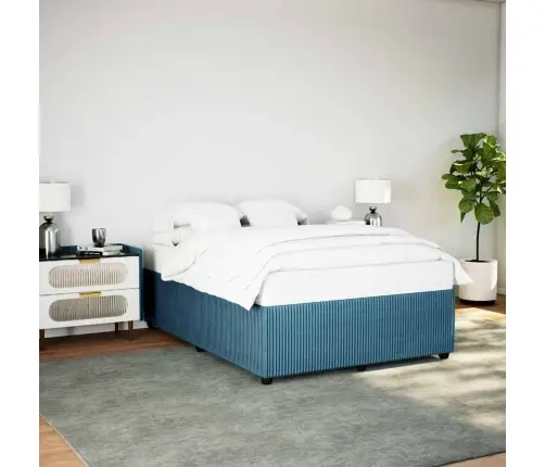 Gultas Rāmis, Zils, 160X200 Cm, Samts Vidaxl