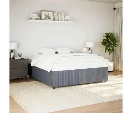 Gulta Bez Matrača, Tumši Pelēks, 180X200 Cm, Samts Vidaxl