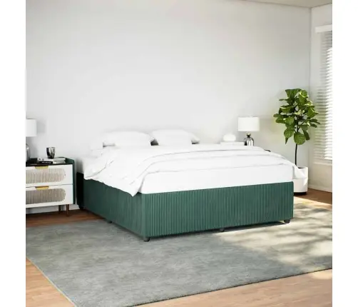 Gulta Bez Matrača, Tumši Zaļš Samts, 180X200 Cm Vidaxl