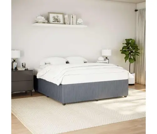 Gulta Bez Matrača, Tumši Pelēks, 200X200 Cm, Samts Vidaxl