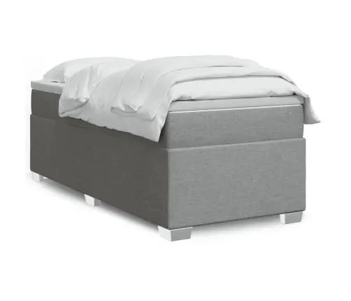 Atsperu Gultas Rāmis Ar Matraci, Gaiši Pelēka Audums, 80X200 Cm Vidaxl