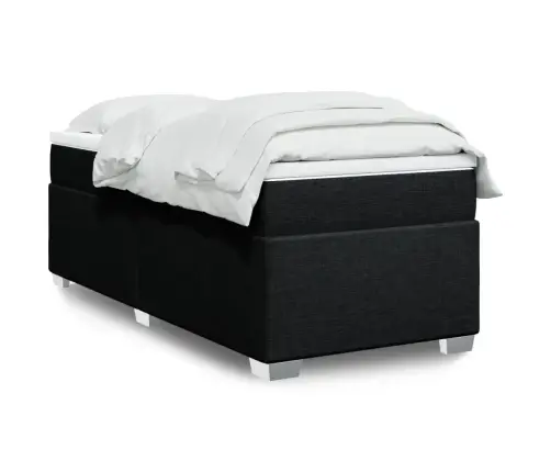 Atsperu Gultas Rāmis Ar Matraci, Melna, 80X200 Cm, Audums Vidaxl