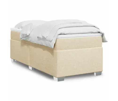 Atsperu Gultas Rāmis Ar Matraci, Krēmkrāsas, 80X200 Cm, Audums Vidaxl