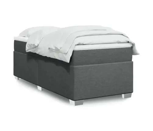 Atsperu Gulta Ar Matraci, Tumši Pelēka, 90X190 Cm, Audums Vidaxl