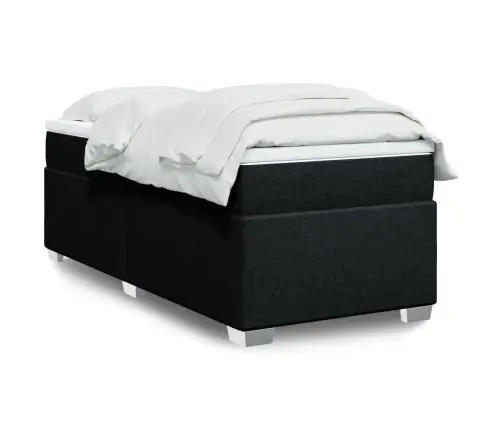 Atsperu Gulta Ar Matraci, Melna, 90X190 Cm, Audums Vidaxl