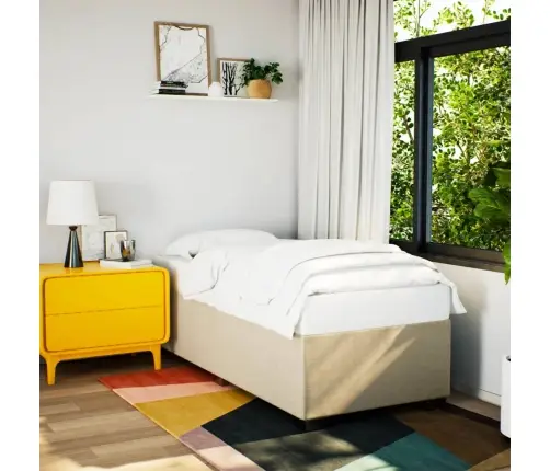 Lova Su Spyruoklėmis Ir Čiužiniu, Kreminė, 90X190 cm Audinys