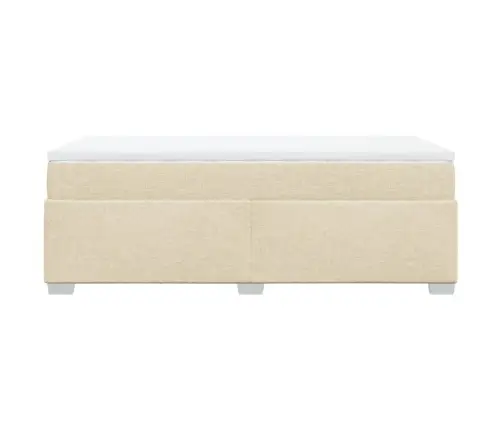 Lova Su Spyruoklėmis Ir Čiužiniu, Kreminė, 90X190 cm Audinys