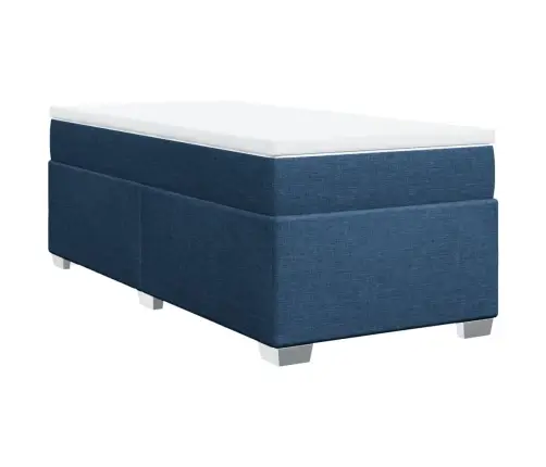 Atsperu Gultas Rāmis Ar Matraci, Zils, 90X190 Cm, Audums Vidaxl