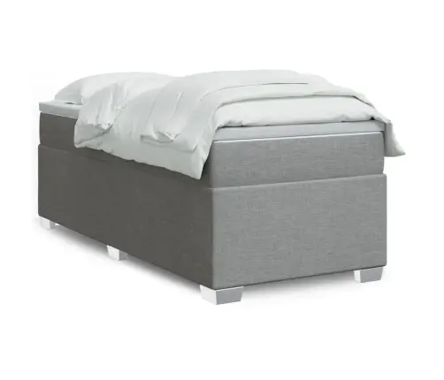 Atsperu Gulta Ar Matraci, Gaiši Pelēka, 90X200 Cm, Audums Vidaxl