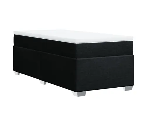 Lova Su Spyruoklėmis Ir Čiužiniu, Juoda, 90X200 cm Audinys