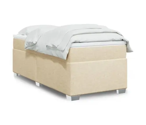 Atsperu Gultas Rāmis Ar Matraci, Krēmkrāsas, 100X200 Cm, Audums Vidaxl